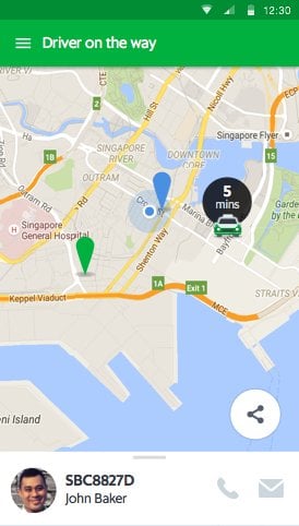 map in the GrabTaxi
