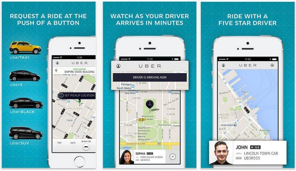 Uber app interface
