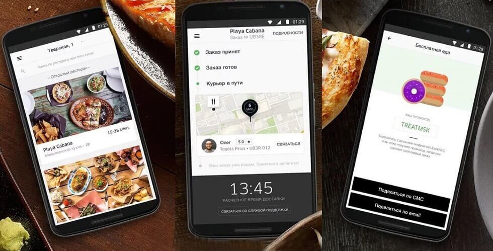 Мобильное приложение для клиентов uber eats